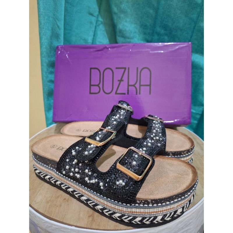 ORIGINAL BOZKA NEW ARRIVEL SANDAL WANITA WEDGES WARNA HITAM UKURAN 37 23,5CM