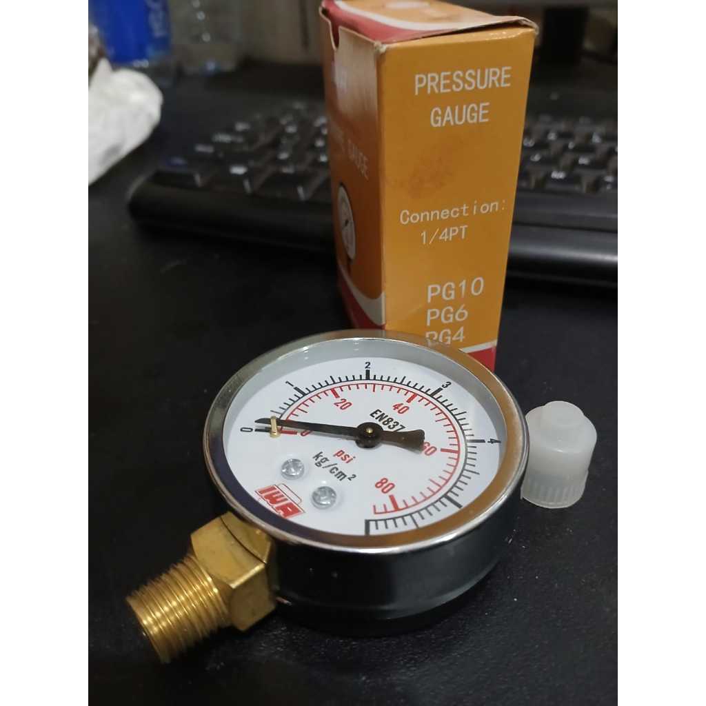 RIZKIOTONOTIF MONOMETER / PRESSURE GAUGE 6BAR/6KG 80DRAT 1/4 JAPAN TEKHNOLOGY