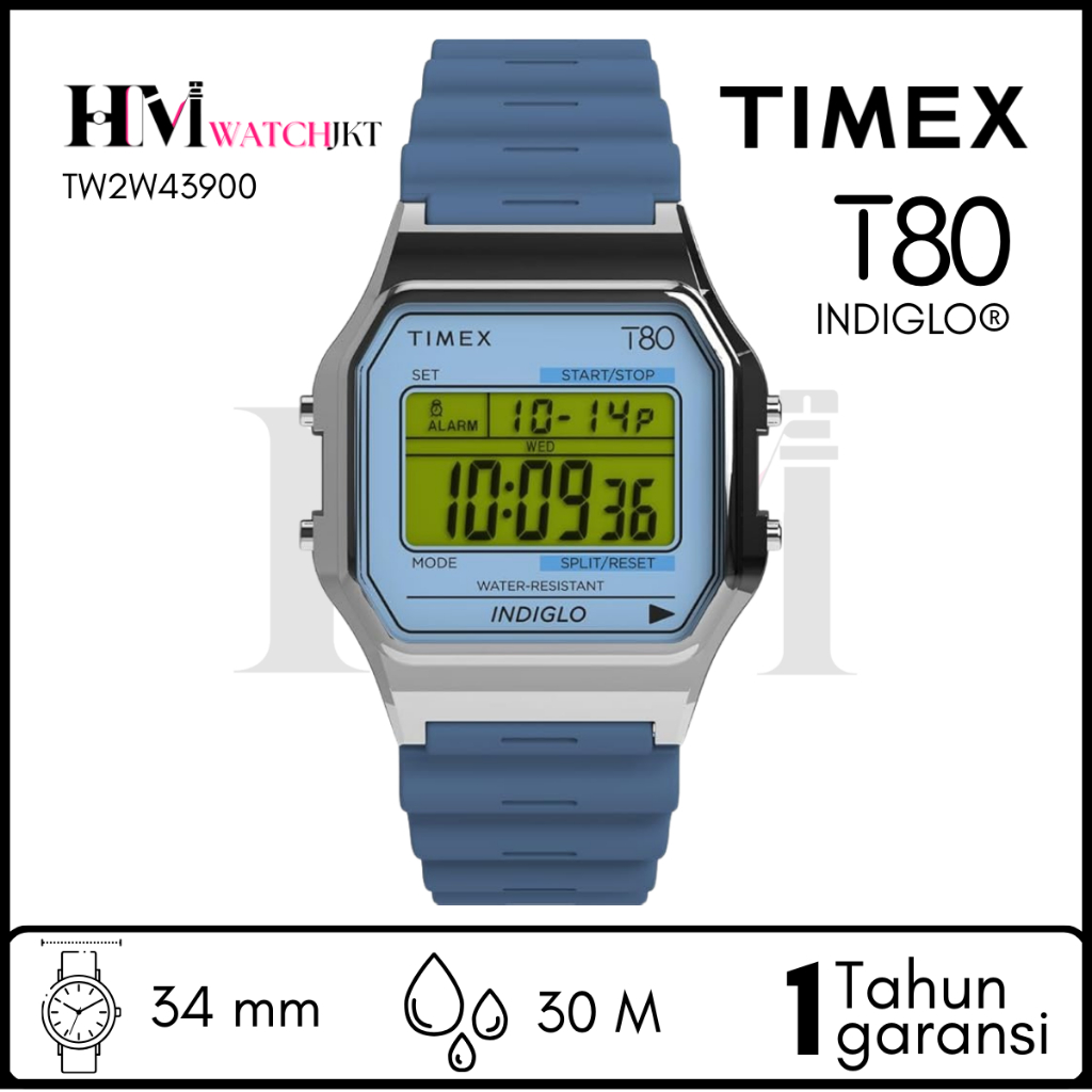 TIMEX TW2W43900 T80 Jam Tangan Unisex Original Digital Antiair