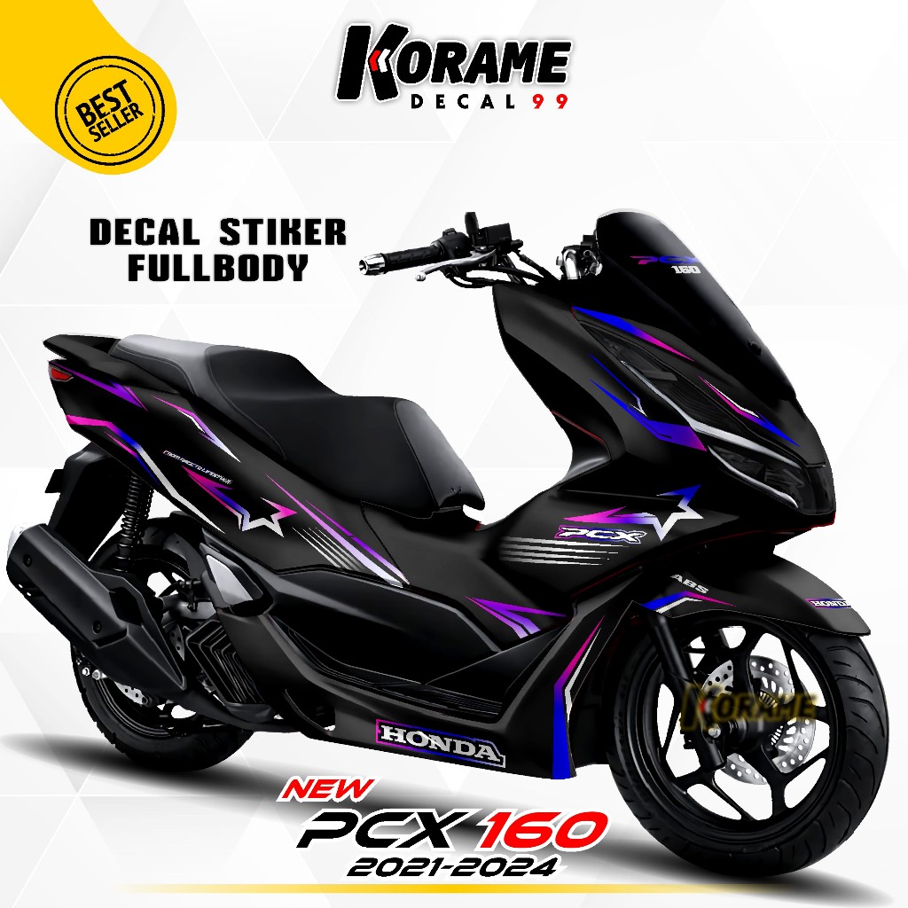 Decal Sticker PCX 160 2021 2022 2023 2024 - List Bunglon Putih Bntank Hitam