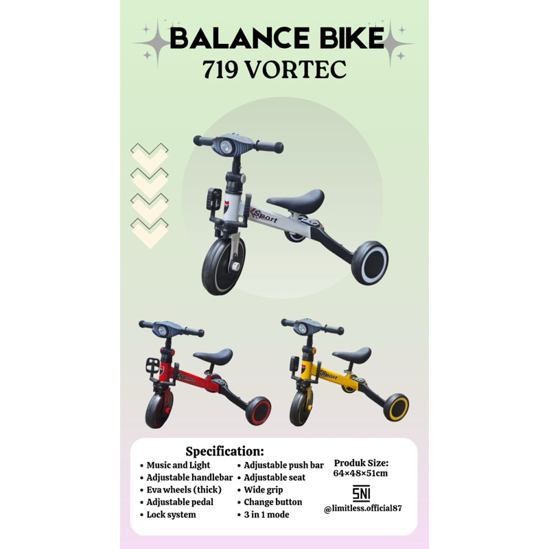 EXOTIC Balance Bike / Push Bike / Sepeda Anak 3 IN 1 EXOTIC ET-5511