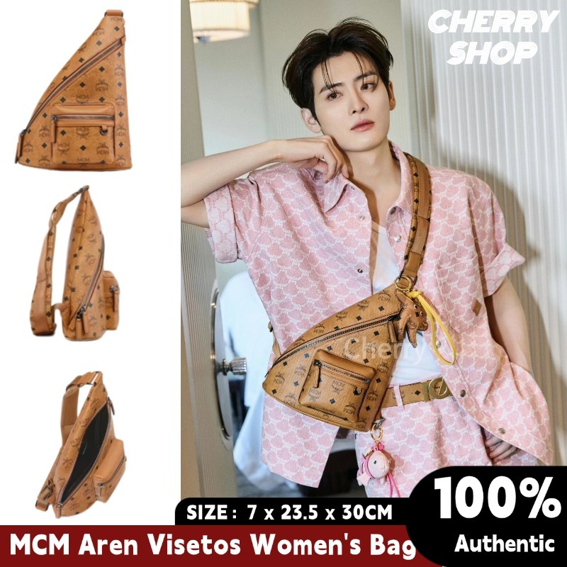 ✨MCM Aren Visetos Women's Crossbody Bag Tas Pinggang Pria MCM