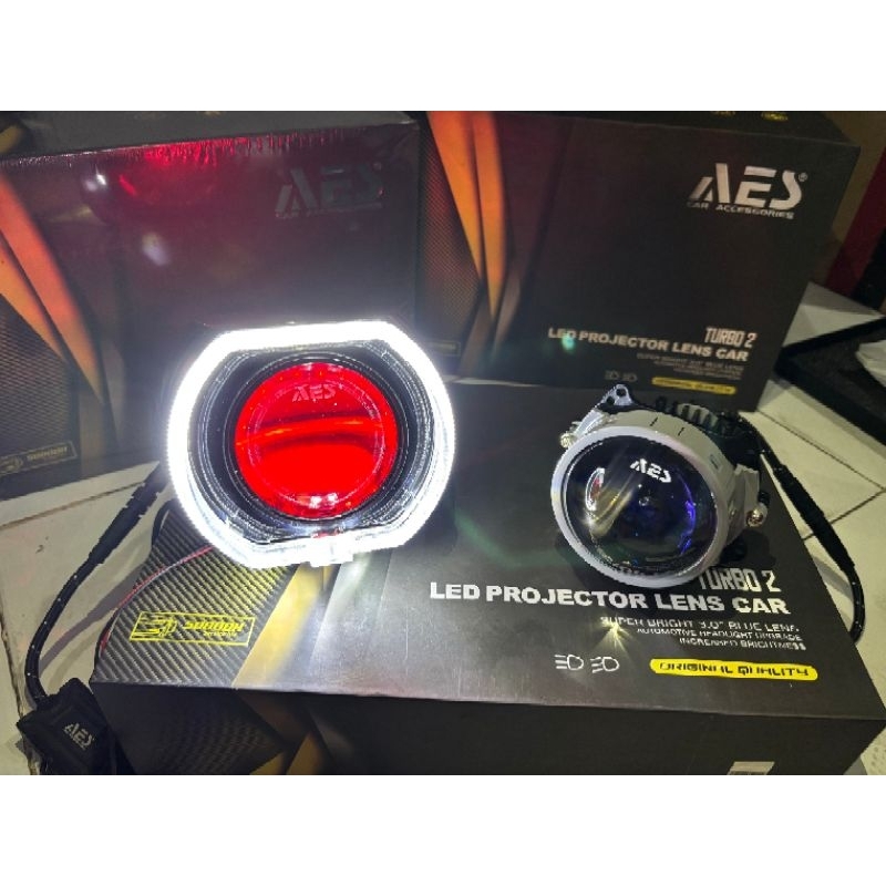 Biled AES Turbo Gen2 set RGB 3 inch 55 Watt Cut Off FLAT Original AES BILED AES TURBO 2 3INC BLUELEN