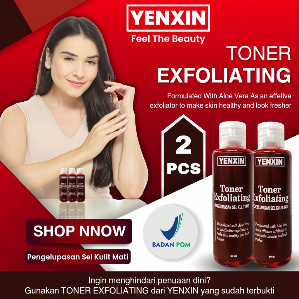 2 BOTOL TONER WAJAH TONER YENXIN PENGELUPASAN WAJAH, TONER EXFOLIATING SUDAH BPOM / Toner Exfoliatin