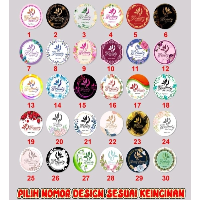 isi 50pcs STICKER SKINCARE CUSTOM STIKER KECANTIKANLOGO SKINCARE. LOGO CREAM LOGO HB