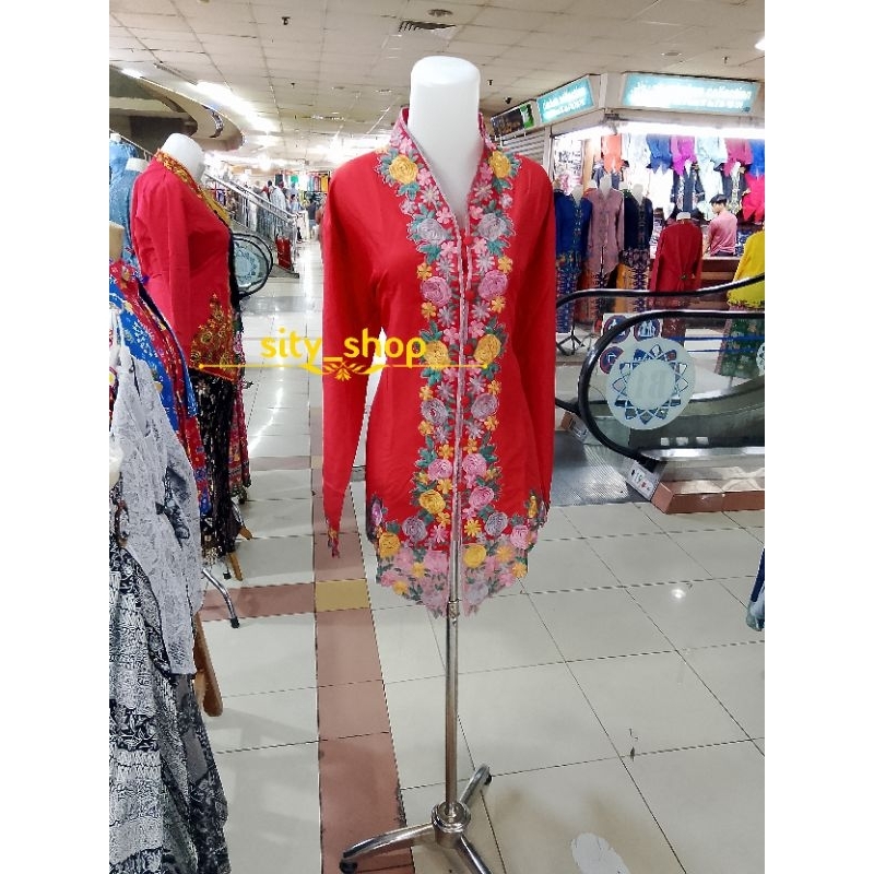 Kebaya encim dewasa Bordir Bunga Timbul