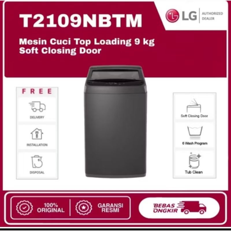 mesin cuci LG 1 tabung 9kg/mesin cuci 1 tabung LG Top loading