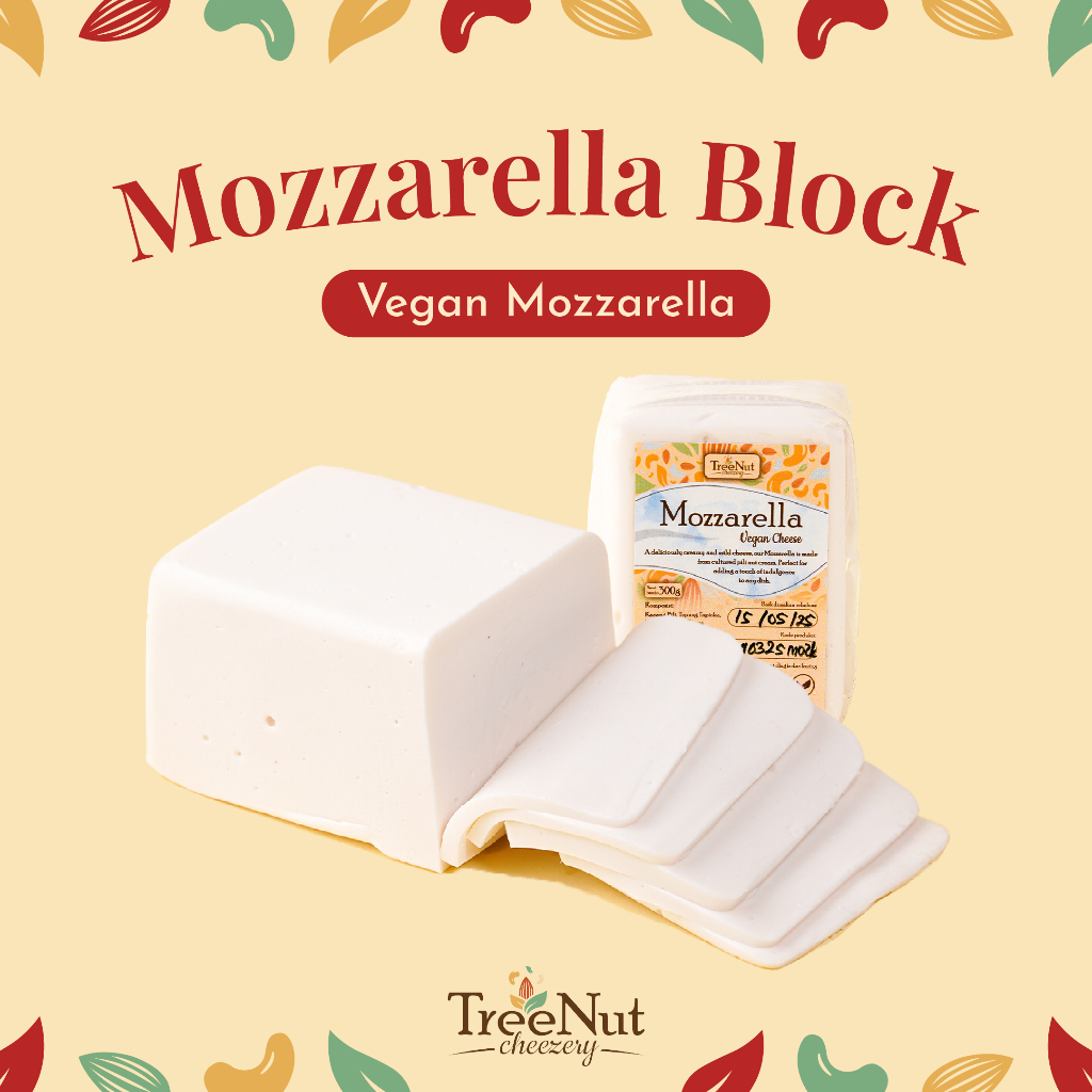 

Keju Vegan Mozzarella Block Lembut & Meleleh - Cheese Nabati - Vegetarian Food | TreeNut Cheezery