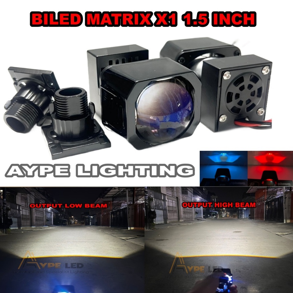Lampu Biled Projector Matrix X1 Pro BlueLens 1,5 Inchi Projie Mini X1 35 wattt Motor Mobil Universal