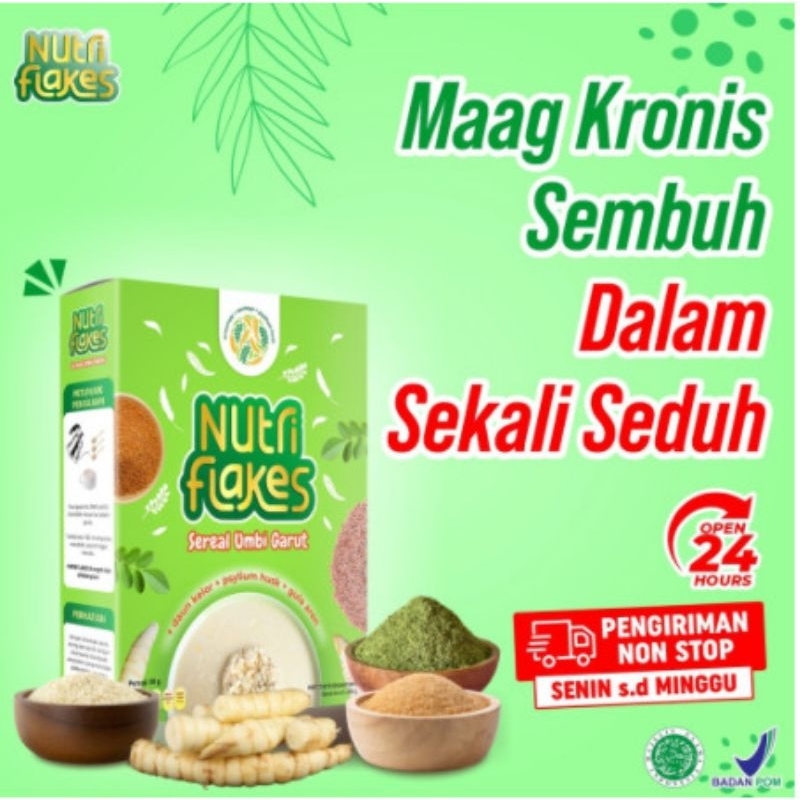 

Nutriflakes Original Sereal Umbi Garut Solusi Atasi Asam Lambung Magh Gerd, Suplemen Makanan