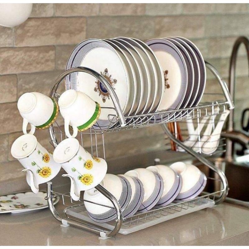 Rak piring stainless 2 susun/rak piring/rak piring stainless