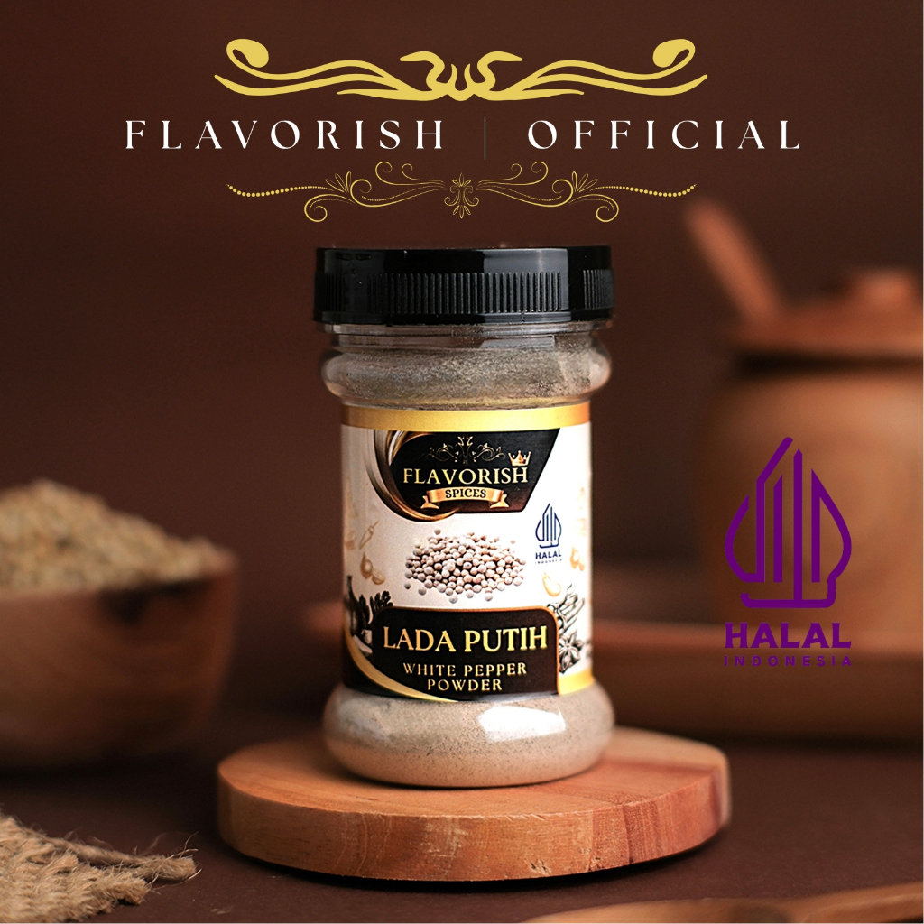 

FLAVORISH Lada Putih White Pepper Powder Premium Quality Halal Bumbu Dapur Rempah-rempah Bumbu Masak