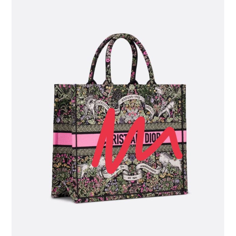 AM1296-10 Q061Q TAS TOTE WANITA BOOK EMBR0lDERY MULTICOLOR AROUND WORLD PREMIUM CANVAS