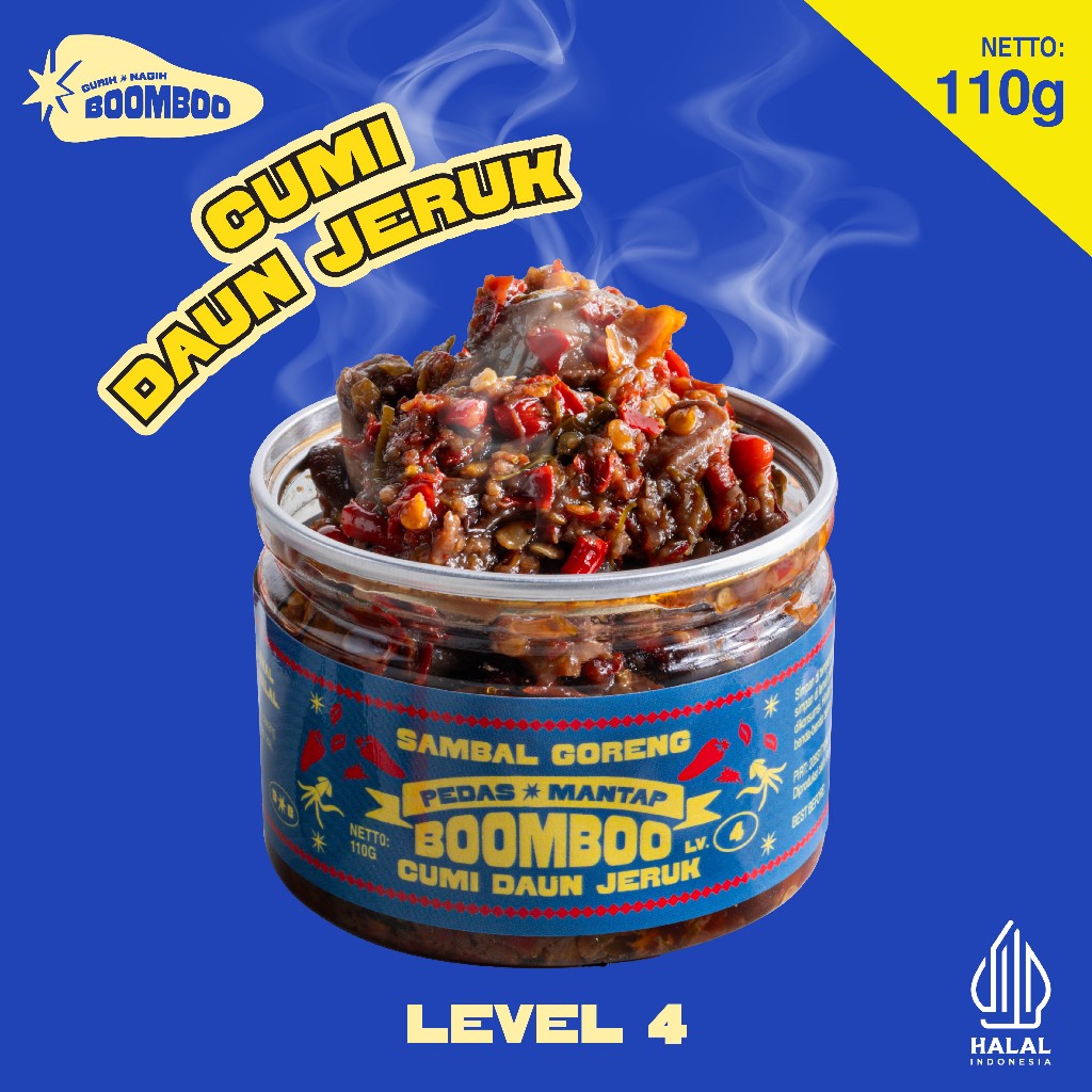

BOOMBOO Sambal Cumi Daun Jeruk Level 4 / Level 2 - 110gr