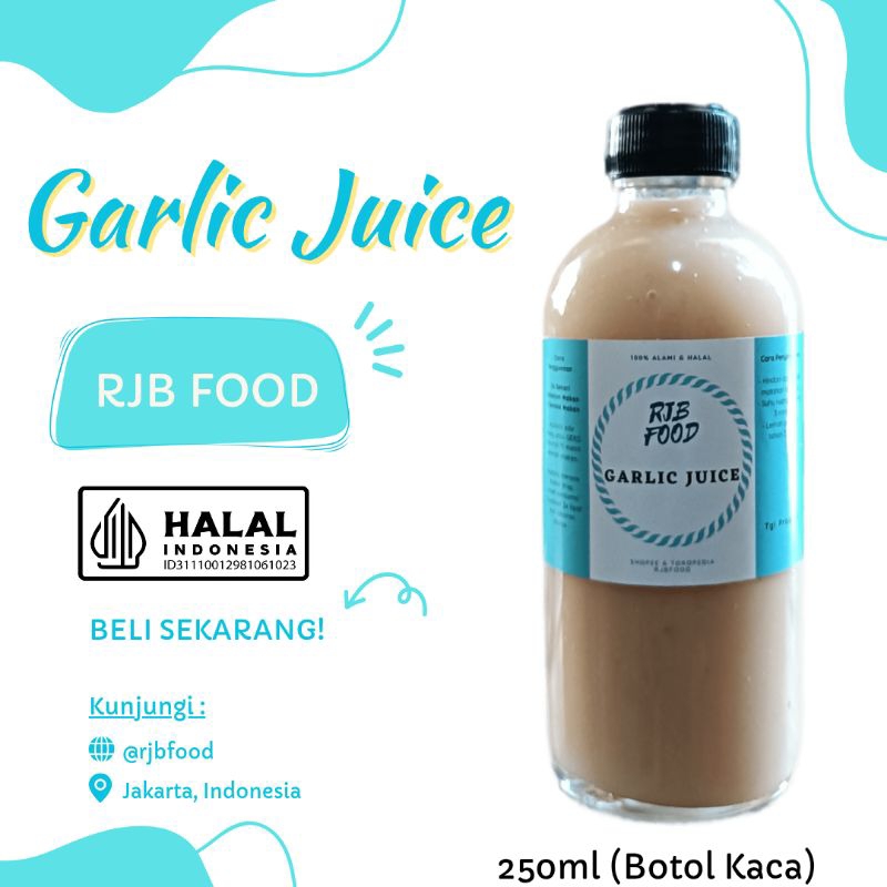 

250ml Jus Bawang Putih Tunggal Jahe Merah Lemon Madu Hutan Cuka Apel Bahan Alami (Botol Kaca)