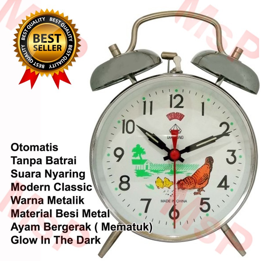 JAM WEKER ESA GAMBAR AYAM KRING ALARM - JAM BEKER TANPA BATERAI SUARA NYARING