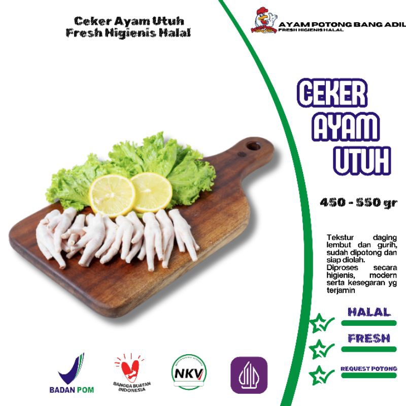 

Ceker Ayam Negeri 450 - 550 gram Isi 14 - 18 pcs | Fresh Higienis Halal