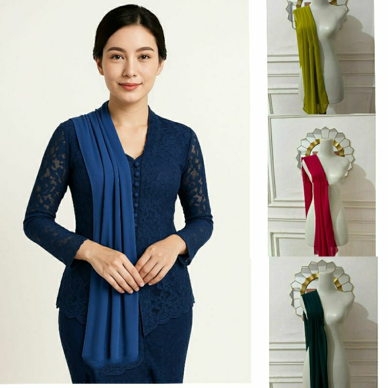 Selendang Kebaya Polos Ceruty Baby doll | Aksesories Kebaya Selendang Lepas Pasang | Slayer Pundak K
