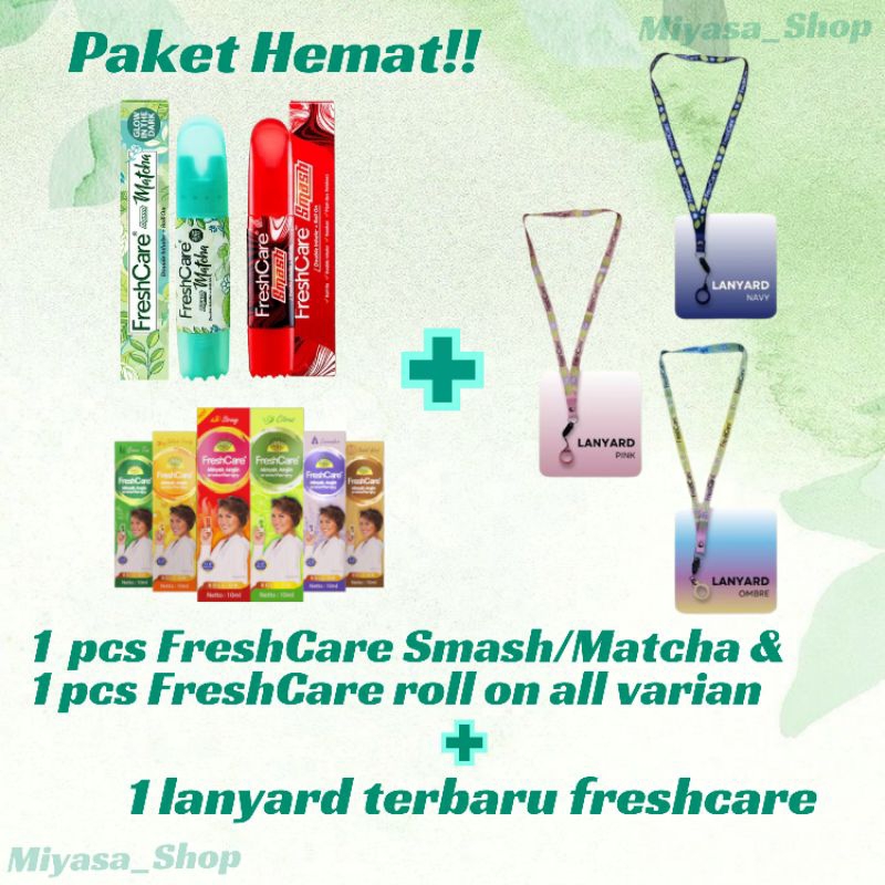 Paket Hemat 2 FreshCare + Gantungan Lanyard Terbaru | FRESHCARE SMASH | FRESHCARE MATCHA | FRESHCARE