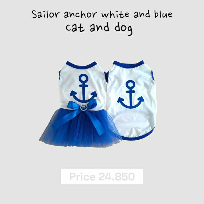 Baju anjing baju kucing model sailor lucu gemas pasti bagus