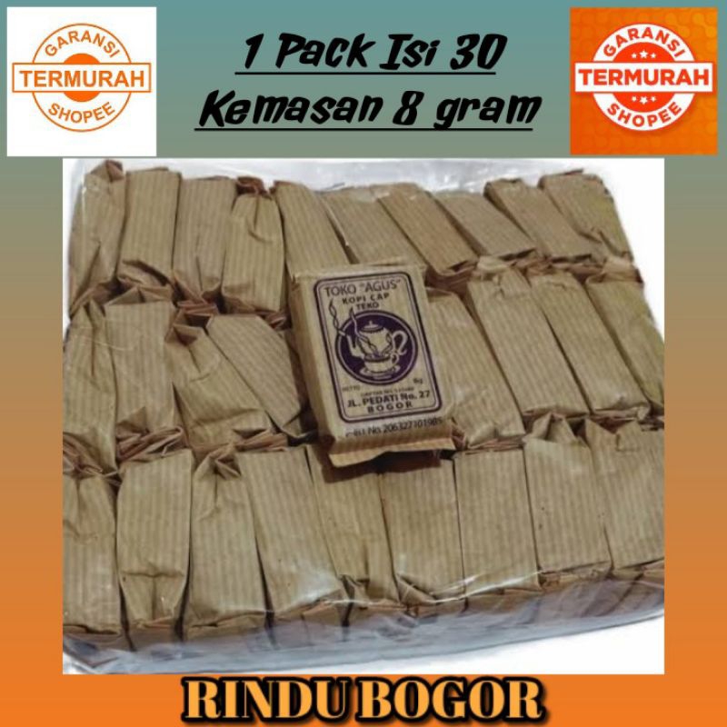 

Kopi Cap Teko Kopi Toko Agus Kopi murni Khas Bogor Kopi Hitam dengan Aroma yang khas 1 pak isi 30 Sachet @ 8gr