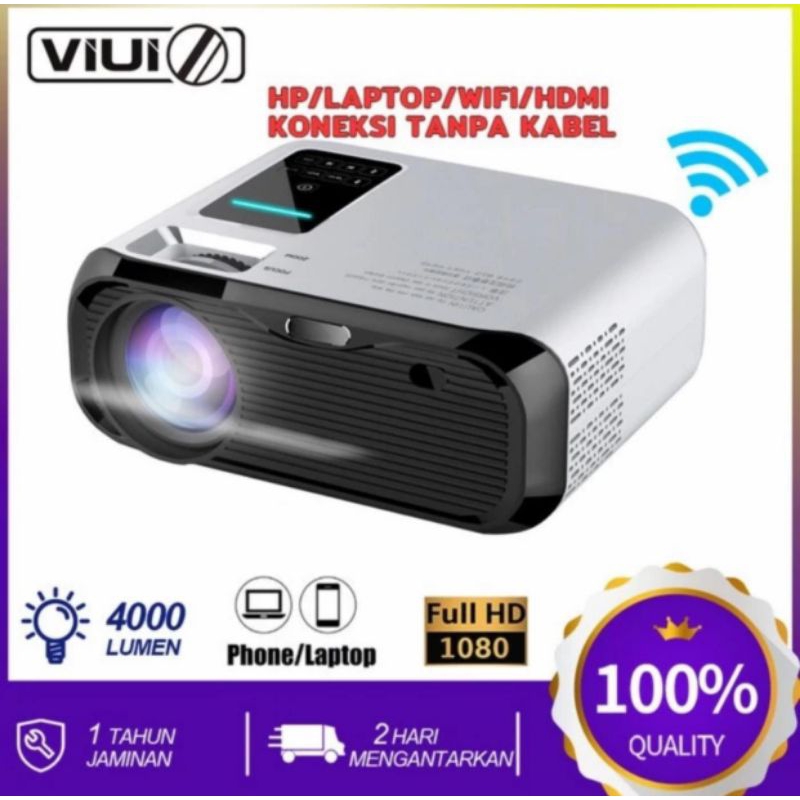 VIUIO E500 Proyektor Portabel Mini 4K 1080P WIFI Garansi 1 Tahun
