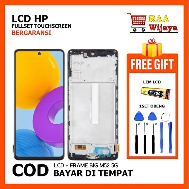 [ORIGINAL] LCD SAMSUNG M52 5G / M526 + FRAME BIG FULLSET TOUCHSCREEN