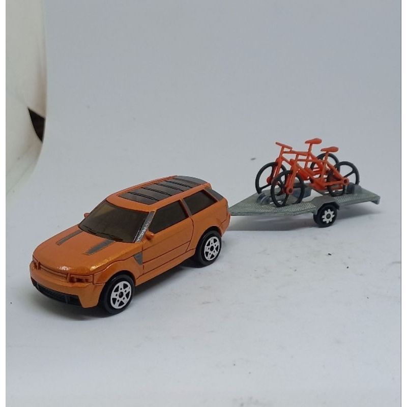 majorette range rover stormer with bike trailer 1/61 loose diecast (t)