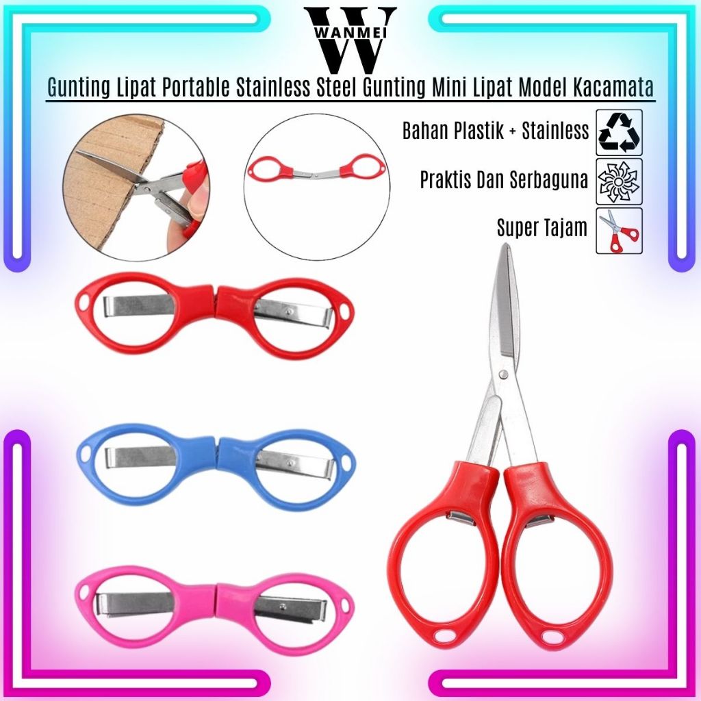 

WM Gunting Lipat Portable Stainless Steel Gunting Travel Serbaguna/Gunting Lipat Mini Model Kacamata