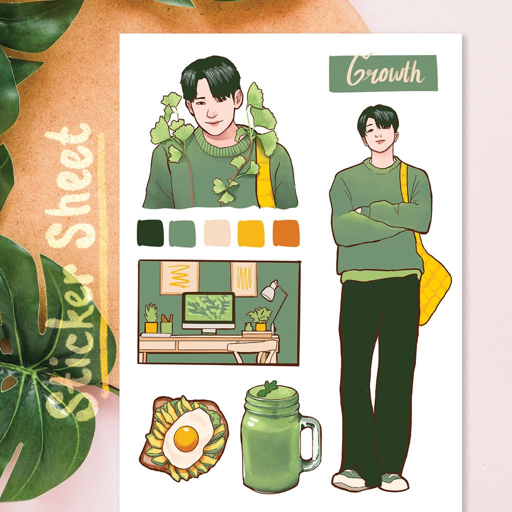 

Sticker Sheet - Pantone Series Growth untuk Journal/Scrapbook/Diary gaya dekoratif washi tape
