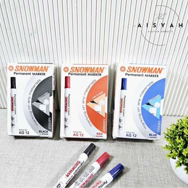 

SpidoL permanen snowman AG12/spidol marker snowman hitam biru merah perpcs