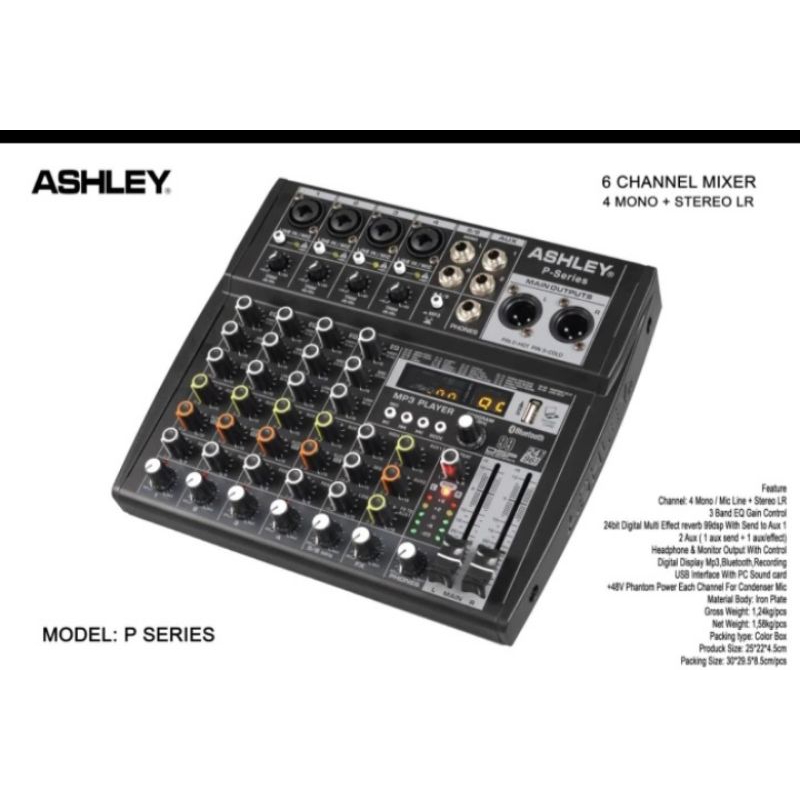 Mixer Ashley P-Series / Mixer Asley P Series 6 Channel Original