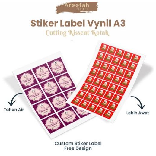 

AREEFAH Cetak Stiker Custom Label Makanan Sticker Segel Kemasan Produk Kue Nama Botol Minuman Vinyl A3+