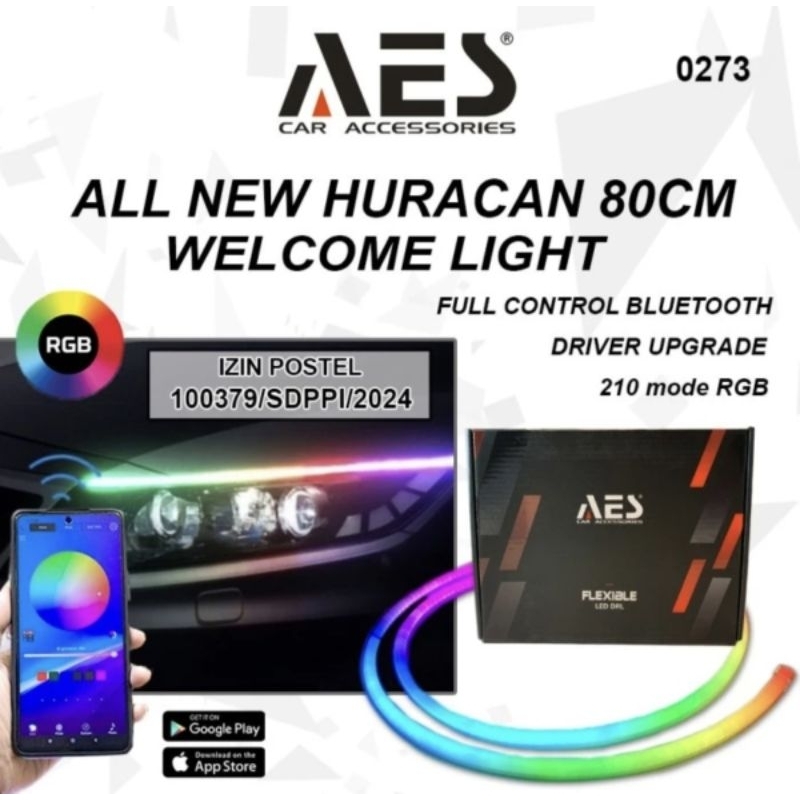 Lampu Alis AES RGB Matrix Huracan Welcome Light 30 Cm 45 cm 60 Cm 80 Cm