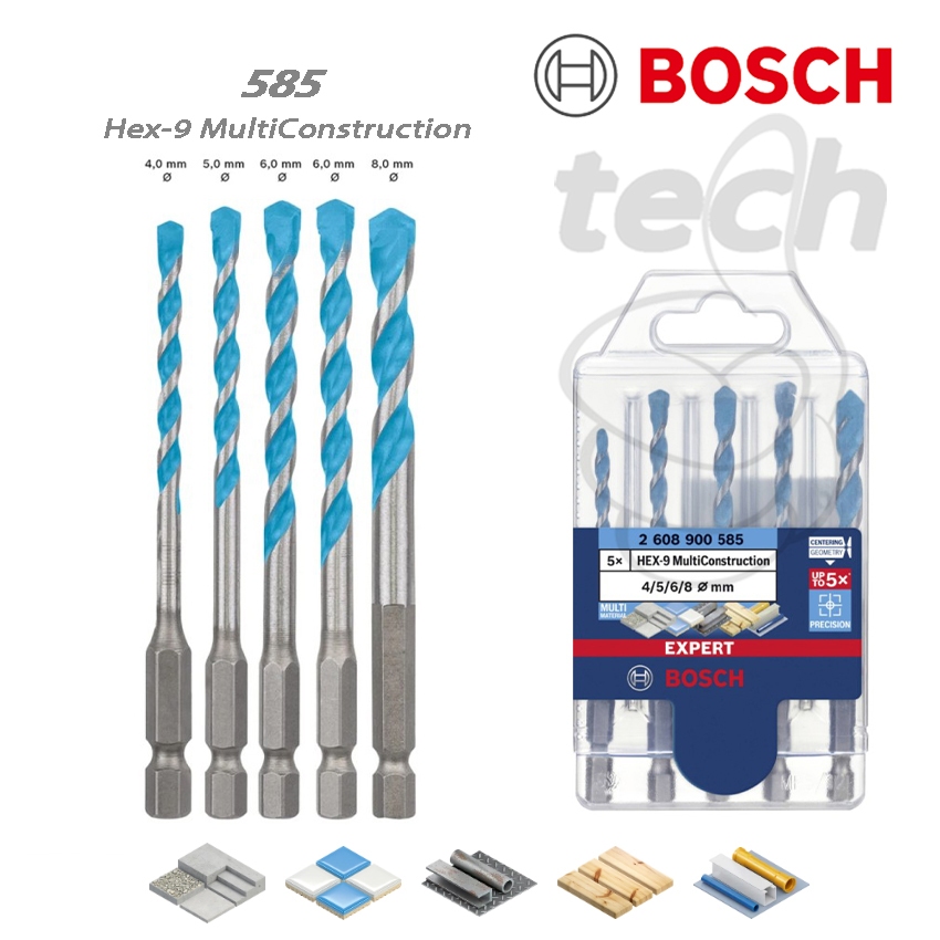 Mata Bor Tembok Beton Kayu Besi Bosch Hex-9 MultiConstruction (585)
