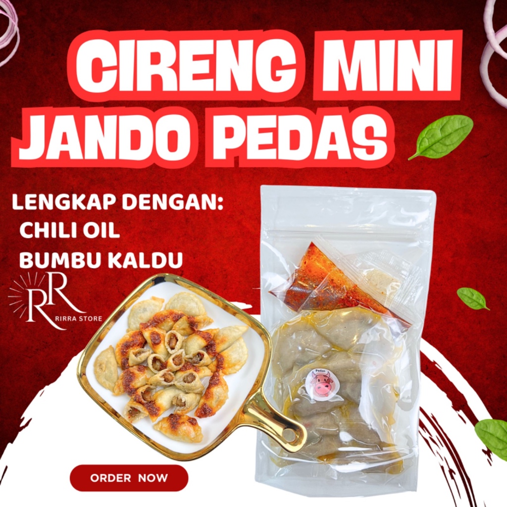 

CIRENG MINI JANDO ISI 10PCS EXTRA CHILLI OIL BUMBU KALDU Food Frozen Pentol Aci Siomay