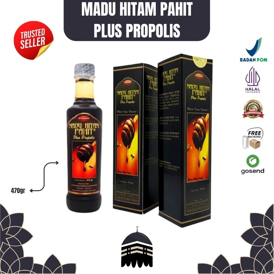 

Madu Hitam Pahit Ar Rohmah Plus Propolis / Madu Hitam Pahit 470gr || Ratu Lebah Madu Hitam Pahit Plus Ekstrak Propolis & Daun Insulin