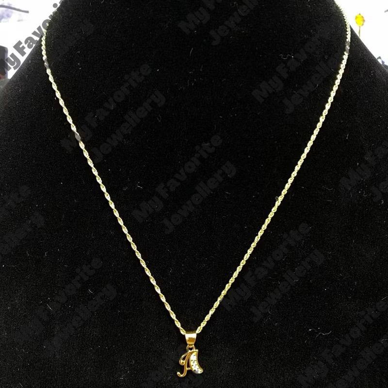 Kalung Plus Liontin Huruf Inisial Emas Asli Kadar 700 16K