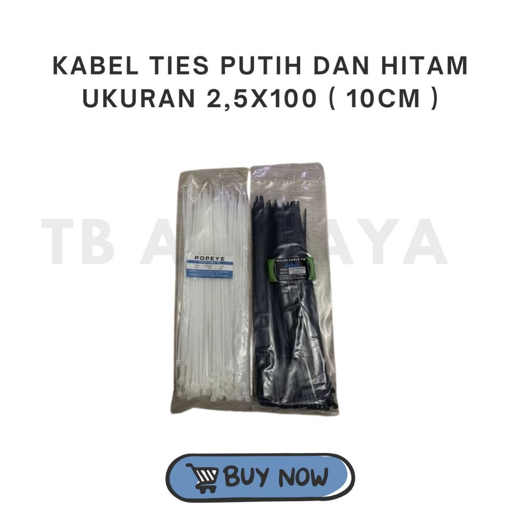 

Kabel Tis Ties / Cable Tie 10cm / 15cm / 20cm / 25cm / 30 cm - 2.5 x 1 - 2.5 x 15cm, Hitam/Putih