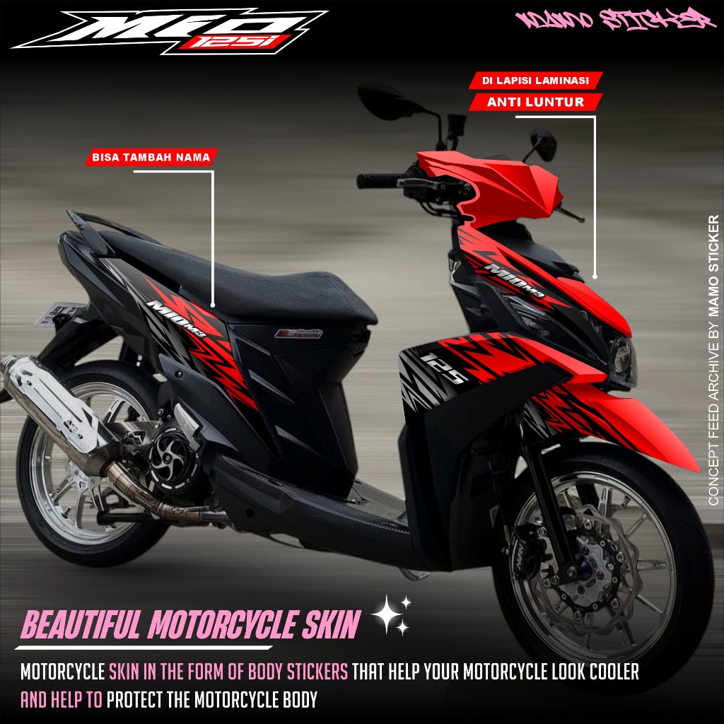 Sticker Decal Yamaha MIO M3 125 FullBody Premium  Stiker Yamaha Mio M3 125 Tahun 2014-2025 Full blok