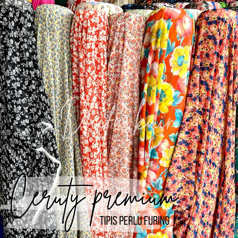 kain ceruti premium motif bunga / kain ceruty babydoll motif / kain seruti motif bunga kecil / kain 