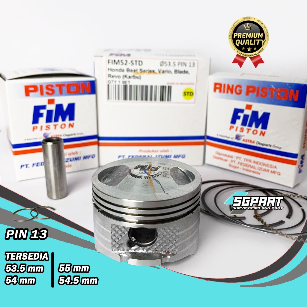SEHER PISTON SET FIM52 53.5 54 54.5 55 Pin Pen 13 VARIO BEAT KARBU BLADE REVO ABS FIM IZUMI
