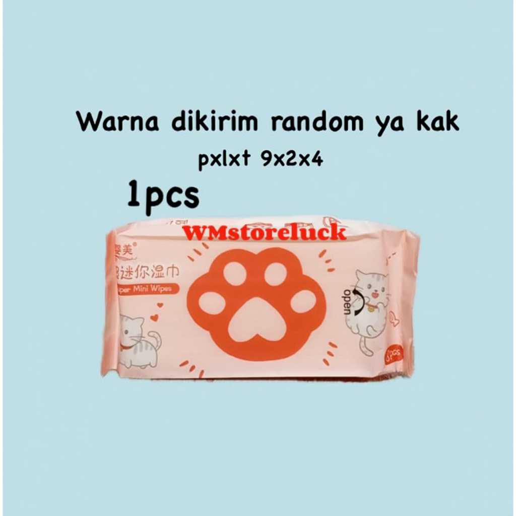 Tissue basah super mini random /tissu basah portable traveling kecil 1pak 8pcs/tisu basah anak