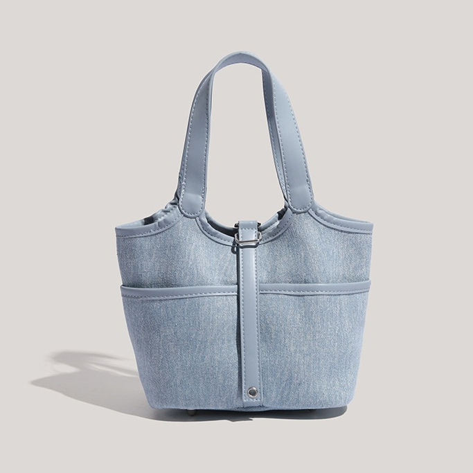 CHRISTINE HANDBAG - MWS 4079 - TAS KOREAN STYLE BAHAN DENIM WARNA BIRU MUDA