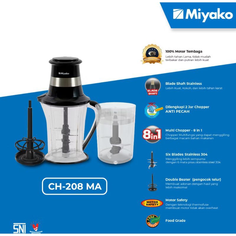 Chopper Miyako CH-208 MA / Food processor Penggiling daging Miyako CH-208 MA