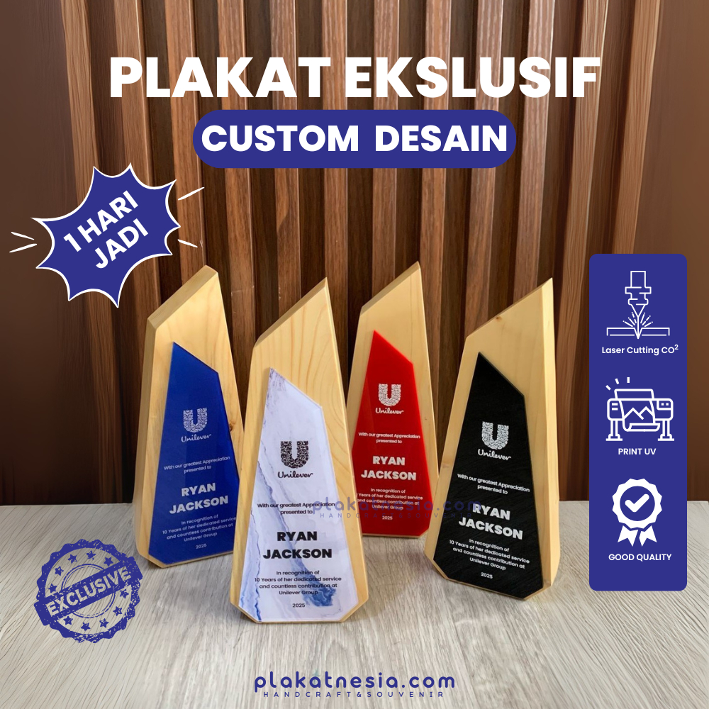 Plakat Kayu Custom | Piala Kayu Custom | Trophy Kayu Custom | Plakat Akrilik Custom