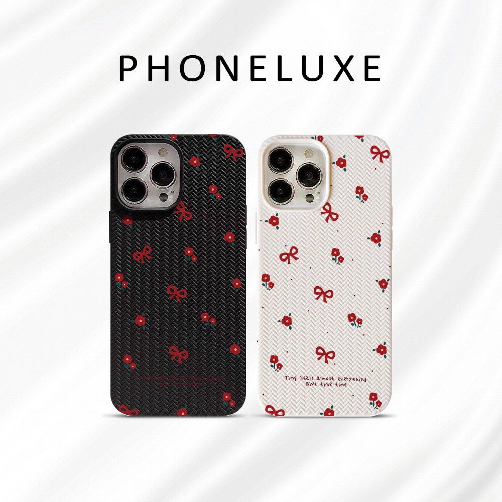 PHONELUXE Telepon Luxe Flower Bow Cocok untuk iPhone 11 13 12 14 15 16 Pro Max 7 8 6 S Plus XR XS MA
