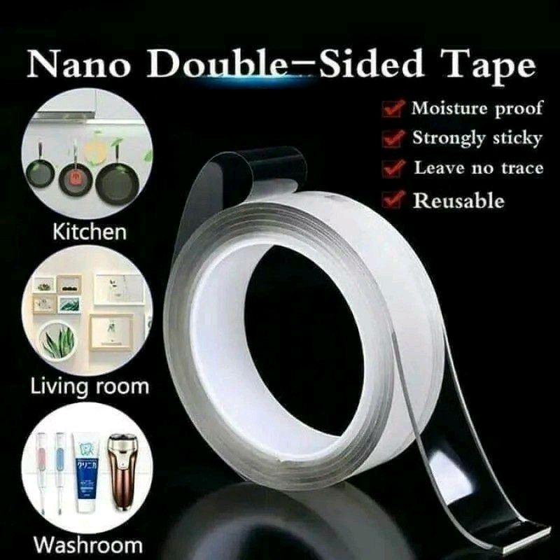 

Double Tape Perekat Transparent Serbaguna Nano Megic Dobel tip gantungan Isolasi 2 Sisi