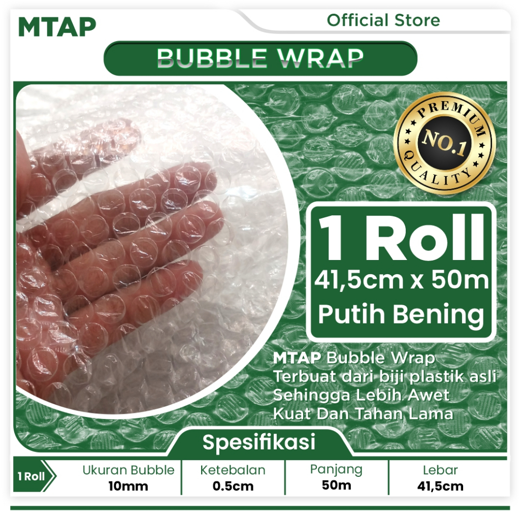 

MTAP Bubble Wrap 41,5cm x 50m Putih Bening
