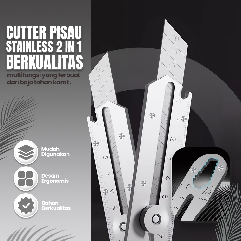 

Pisau Cutter Stainless 18mm Pemotong Kertas Anti Karat Kunci Pas Pembuka Tutup Botol Multifungsi
